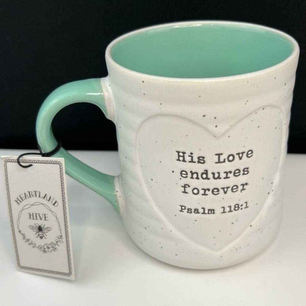 Heartland Hive - 3/$48 - ‘His love endures forever’ ceramic mug. NWT Firm!